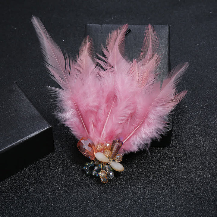 Broche de luxe en cristal avec branches et plumes de flocon de neige pour femme