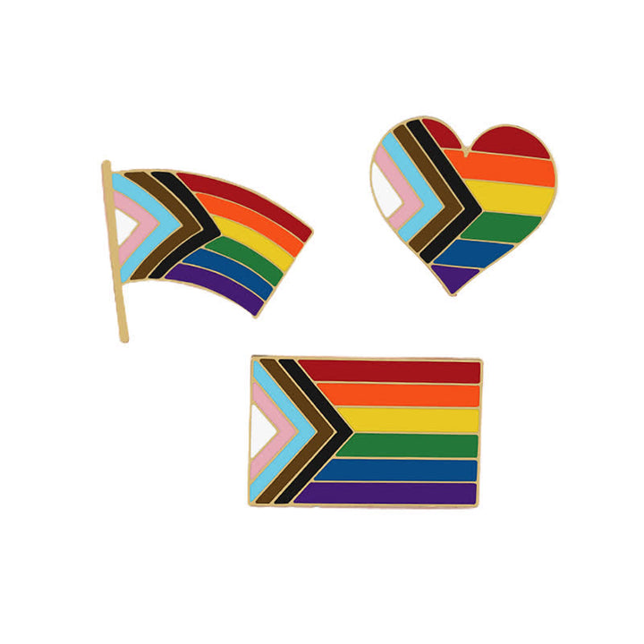 Lot de 3 broches avec drapeau arc-en-ciel « Montrez votre fierté »