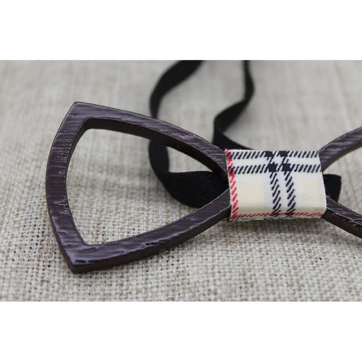 Ensemble de lunettes creuses foncées et noeud papillon en bois pour hommes