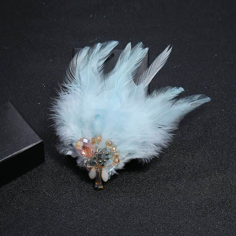 Broche de luxe en cristal avec branches et plumes de flocon de neige pour femme