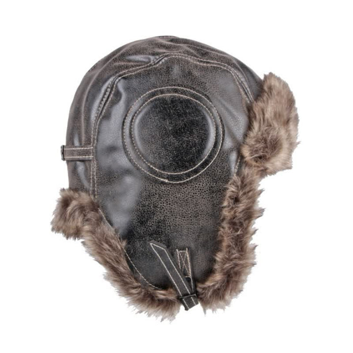 Chapeau de trappeur en similicuir doux et moelleux avec protection des oreilles