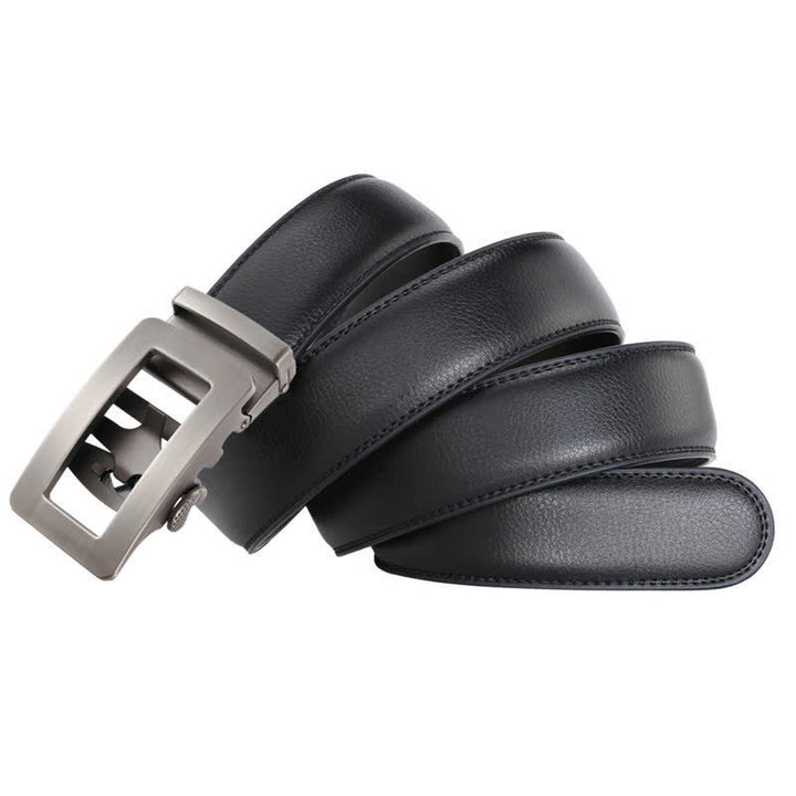 Ceinture en cuir à boucle automatique creuse simple pour homme