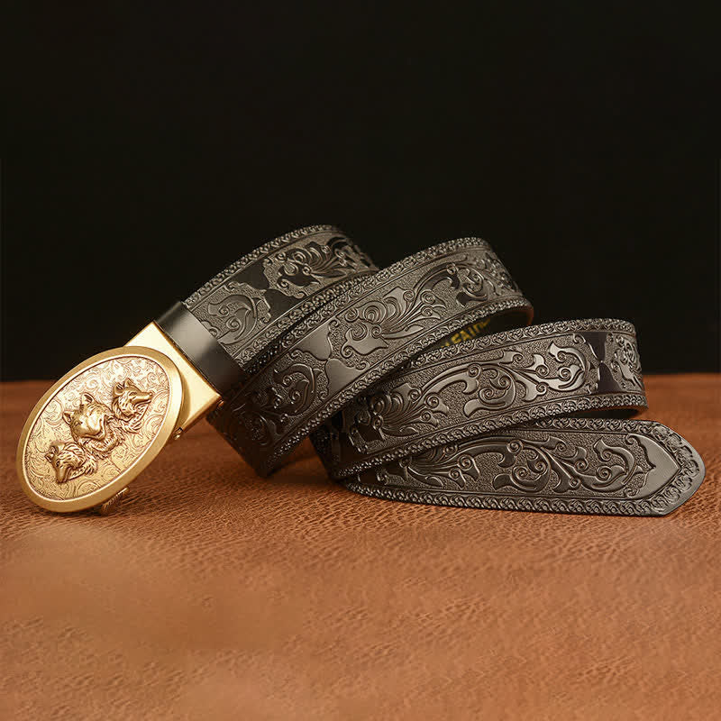 Ceinture en cuir pour homme avec motif Légende des loups affamés