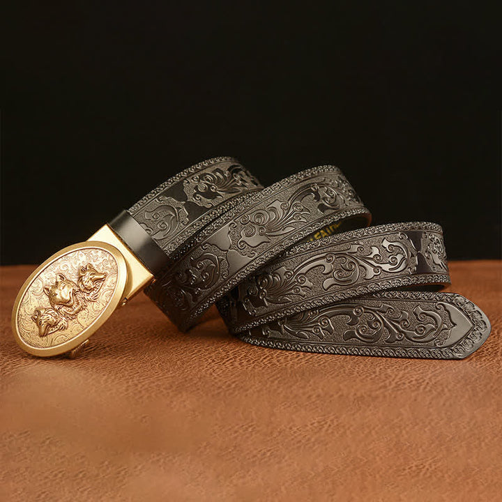 Ceinture en cuir pour homme avec motif Légende des loups affamés