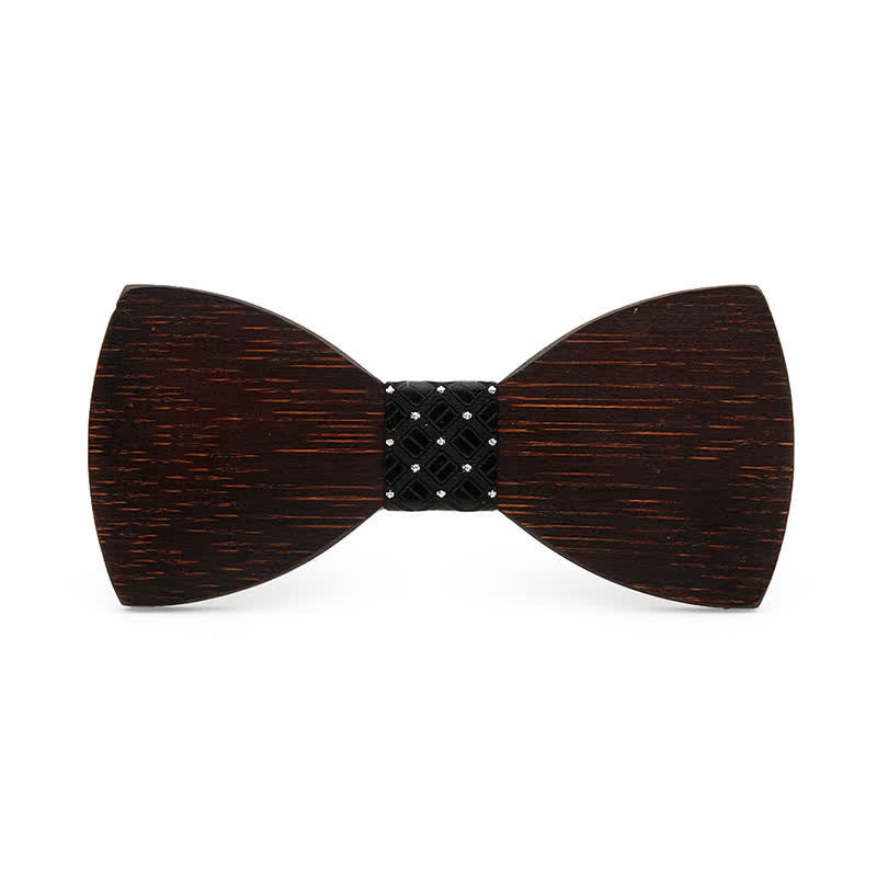 Nœud papillon fantaisie en bois noir pour homme