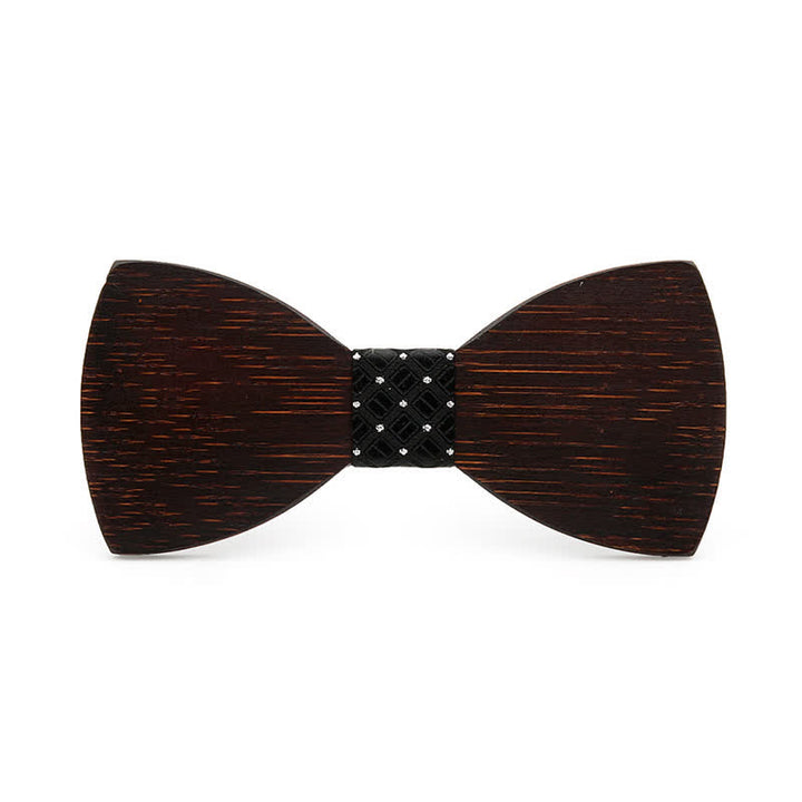 Nœud papillon fantaisie en bois noir pour homme