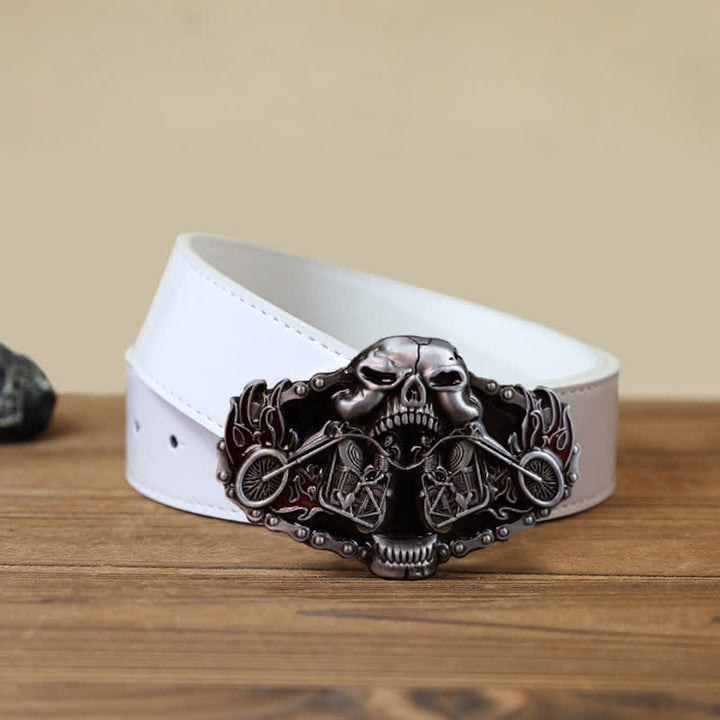 Ceinture en cuir à boucle tête de mort pour homme avec tête de mort et fantôme
