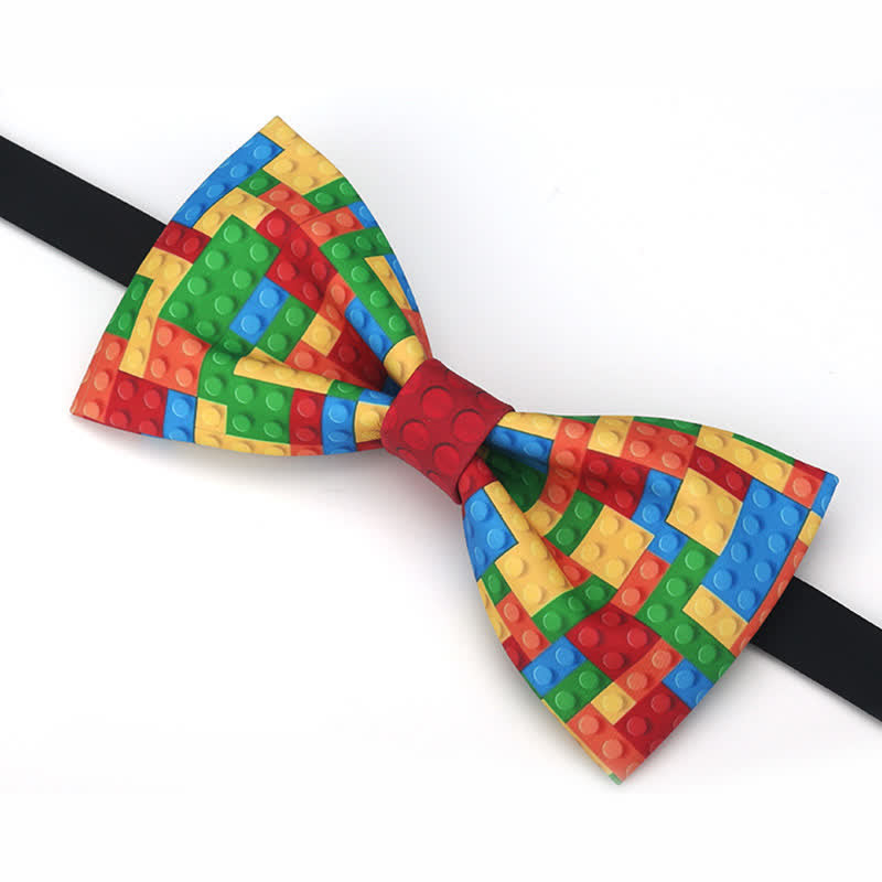Nœud papillon pour homme en forme de bloc de construction ludique