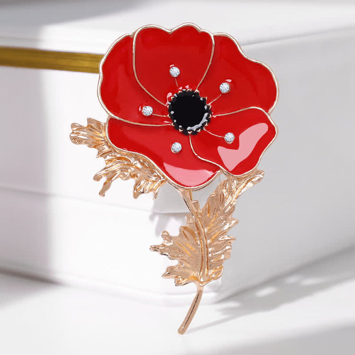 Broche coquelicot vintage pour femme avec peinture à l'huile