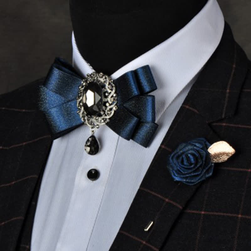 Ensemble de 3 nœuds papillons noirs de couleur unie avec strass