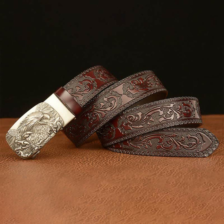 Ceinture en cuir véritable avec boucle aigle pour homme