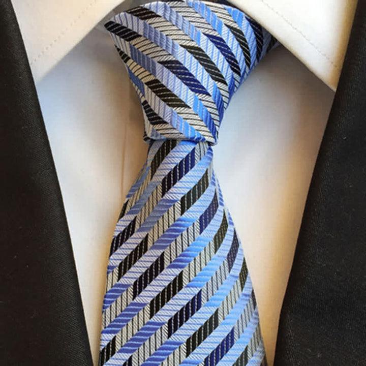Cravate rayée à motif d'arêtes de poisson cassées pour homme