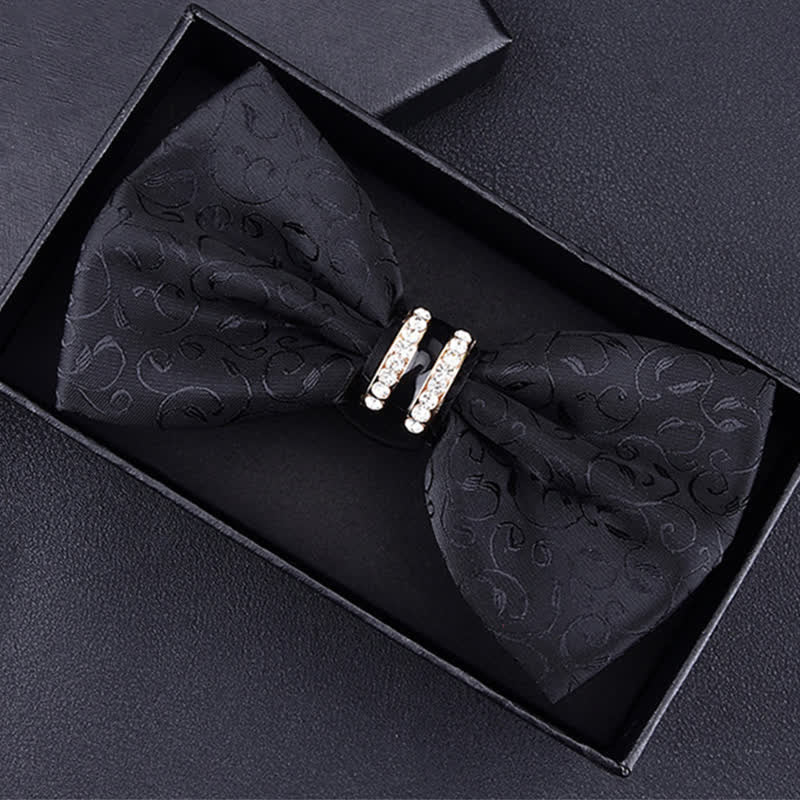 Nœud papillon à rayures et strass pour homme, motif cachemire et fleurs