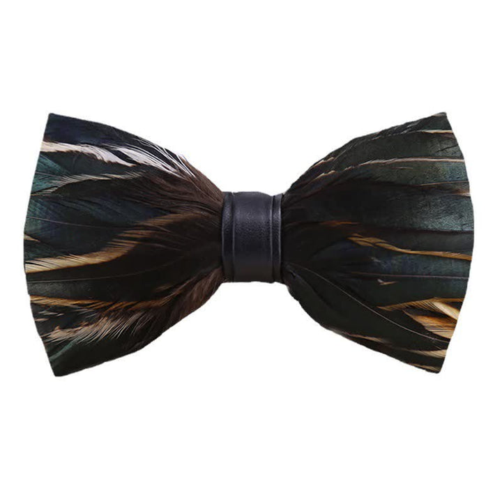 Nœud papillon en plumes gris ardoise foncé avec épingle à revers
