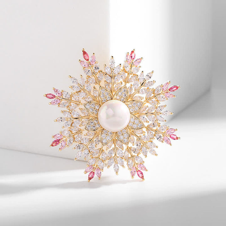 Broche fleur en perles et flocon de neige pour femme