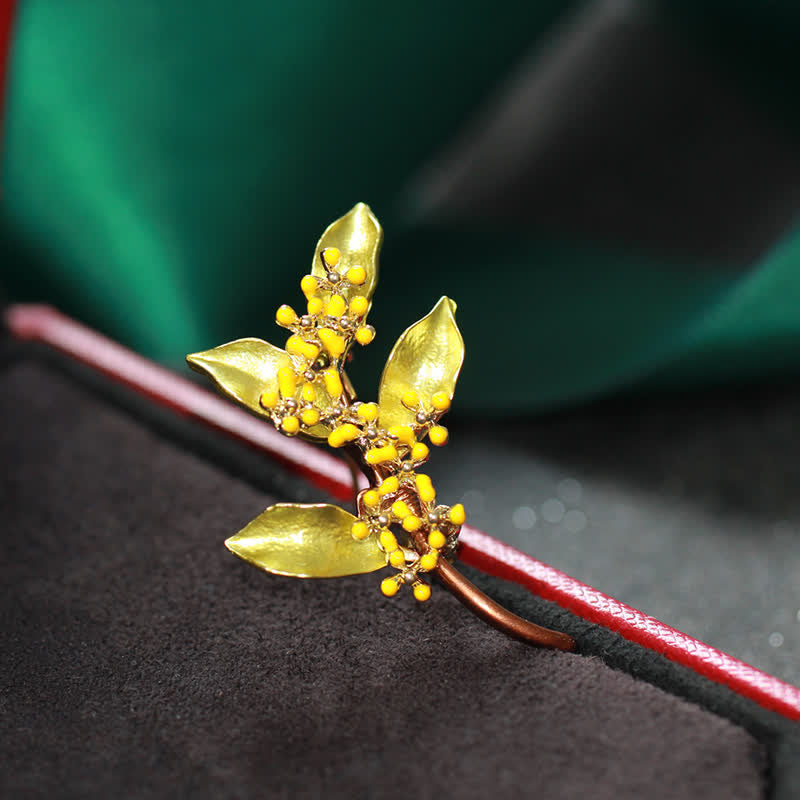Broche branche de feuilles Fragrans pour femme
