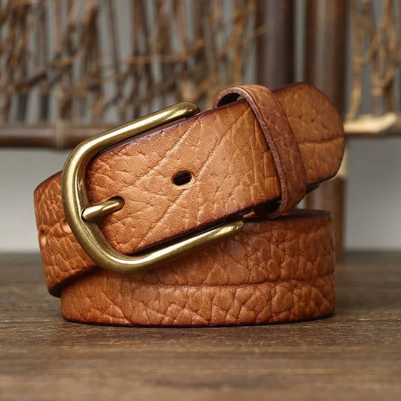 Ceinture en cuir à motif peau de bison gaufré pour homme