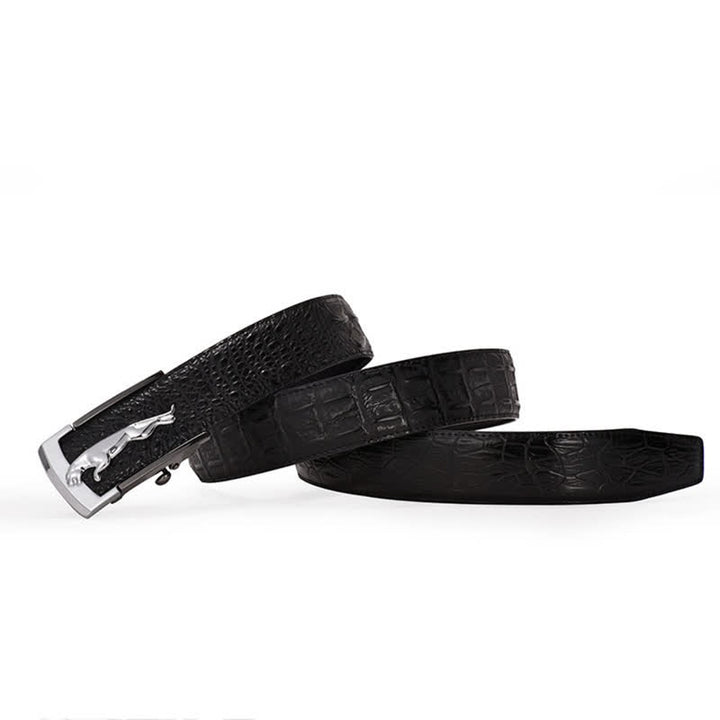 Ceinture en cuir à motif alligator avec boucle automatique léopard pour homme