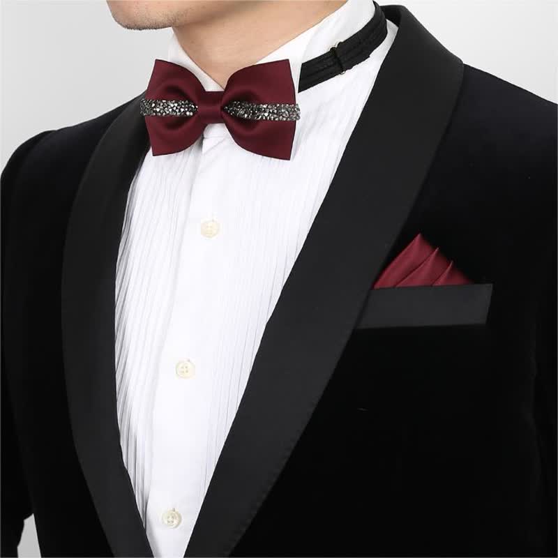 Nœud papillon de marié à chaîne brillante pour homme
