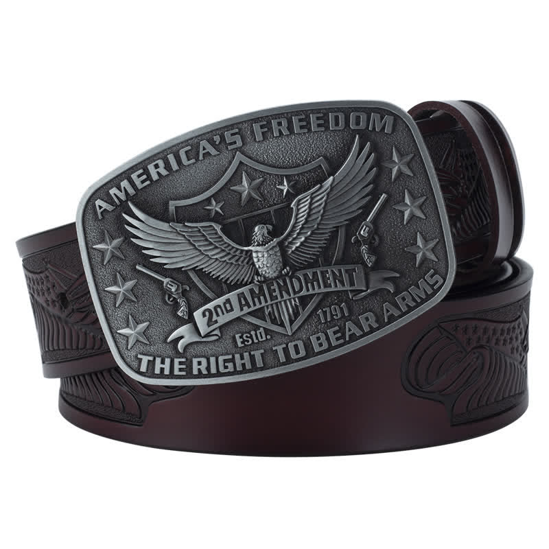 Ceinture en cuir rétro pour homme avec motif aigle America's Freedom