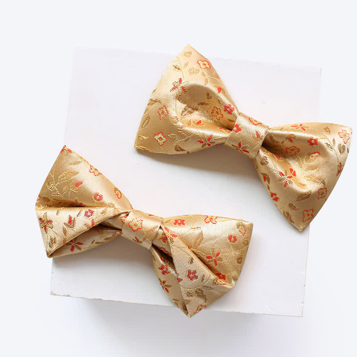 Nœud papillon à fleurs jaunes et rouges pour homme