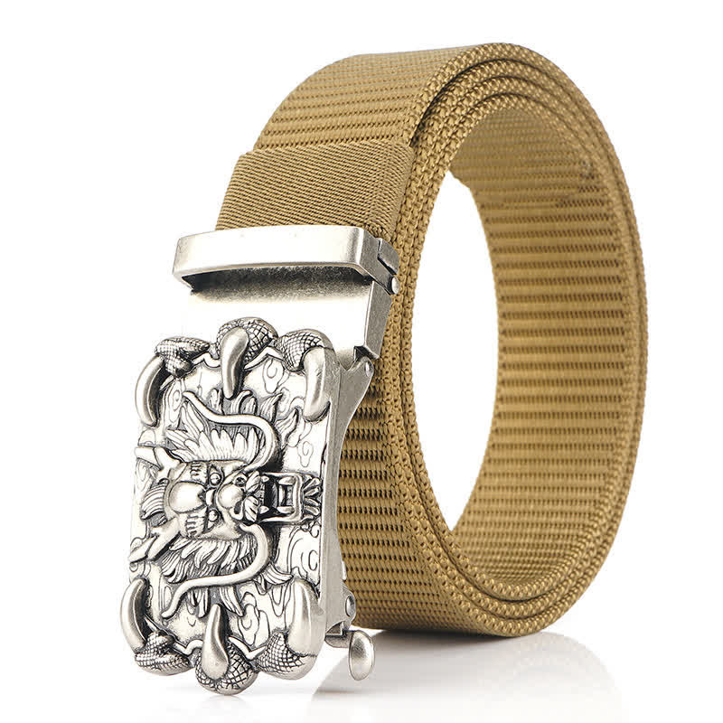 Ceinture décontractée en nylon à motif dragon pour homme