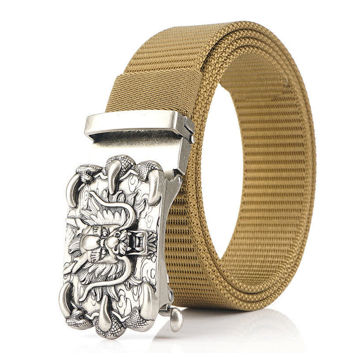 Ceinture décontractée en nylon à motif dragon pour homme