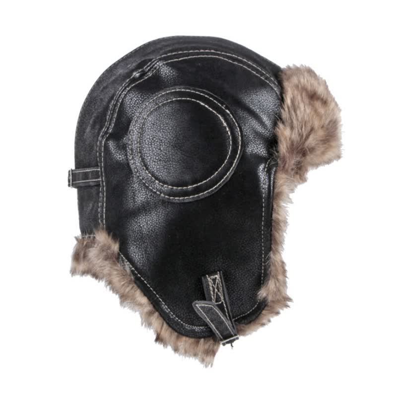 Chapeau de trappeur en similicuir doux et moelleux avec protection des oreilles