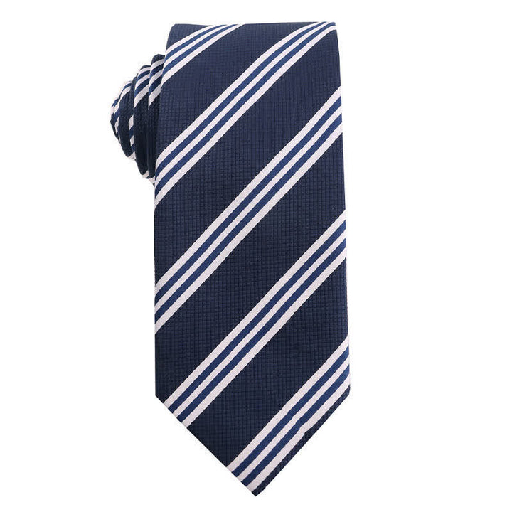 Cravate de bureau pour homme de la série Marine Blue - Trois bandes - image 8