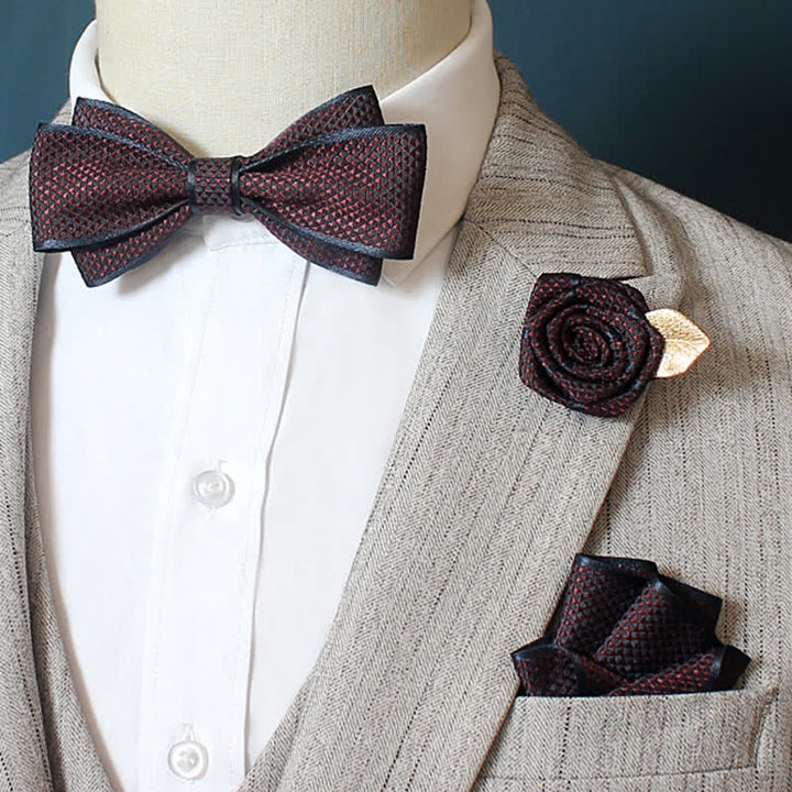 Ensemble de 3 nœuds papillons à micro-carreaux pour homme