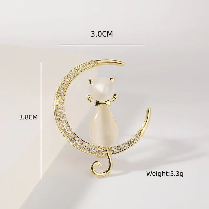 Broche Meniscus Moon Kitty pour femme