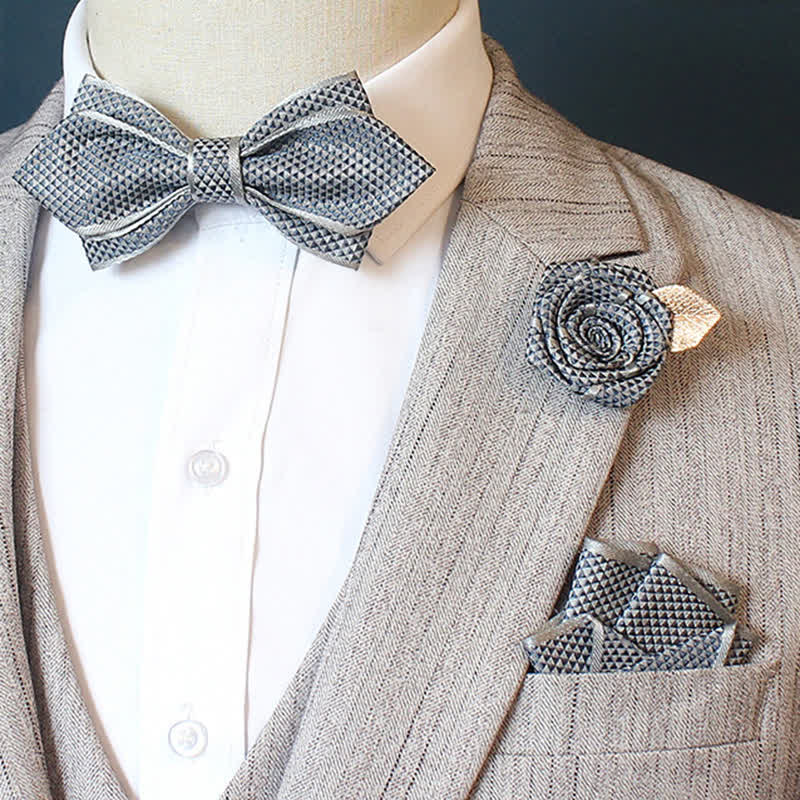 Ensemble de 3 nœuds papillons à micro-carreaux pour homme