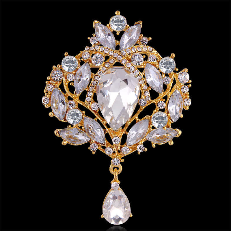 Broche en forme de goutte d'eau en forme de bouton floral brillant pour femme