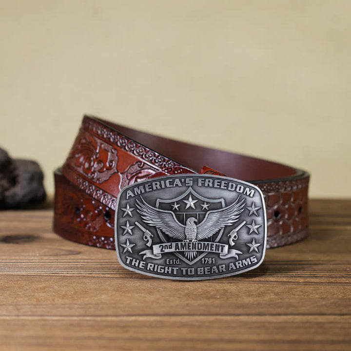 Ceinture en cuir à boucle pour homme avec motif Eagle America's Freedom