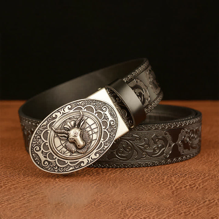 Ceinture en cuir à boucle classique pour homme avec tête de mouton