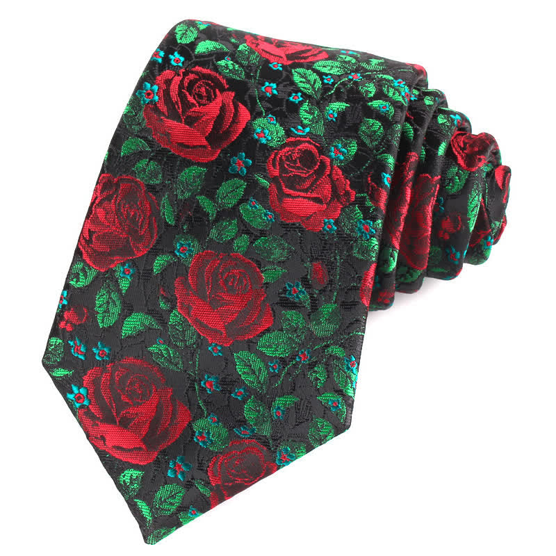 Cravate élégante à feuilles de roses pour hommes