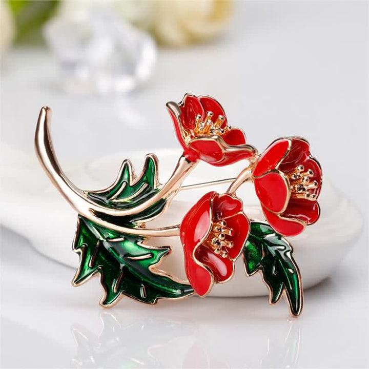 Broche unisexe en forme de bouquet de coquelicots