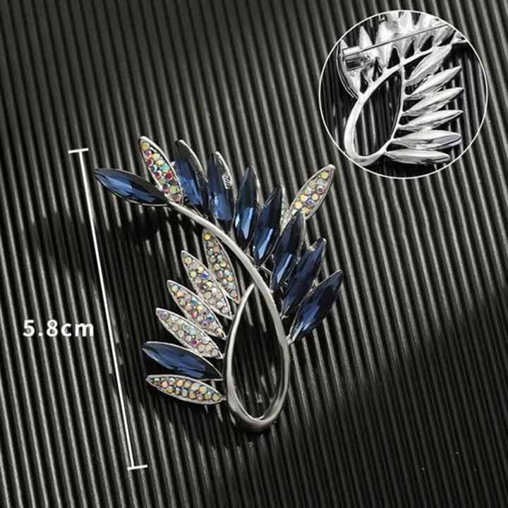 Broche en cristal pour femme en forme de branche d'olivier
