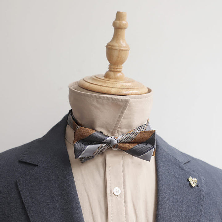 Nœud papillon rétro à rayures et couleurs contrastées pour homme