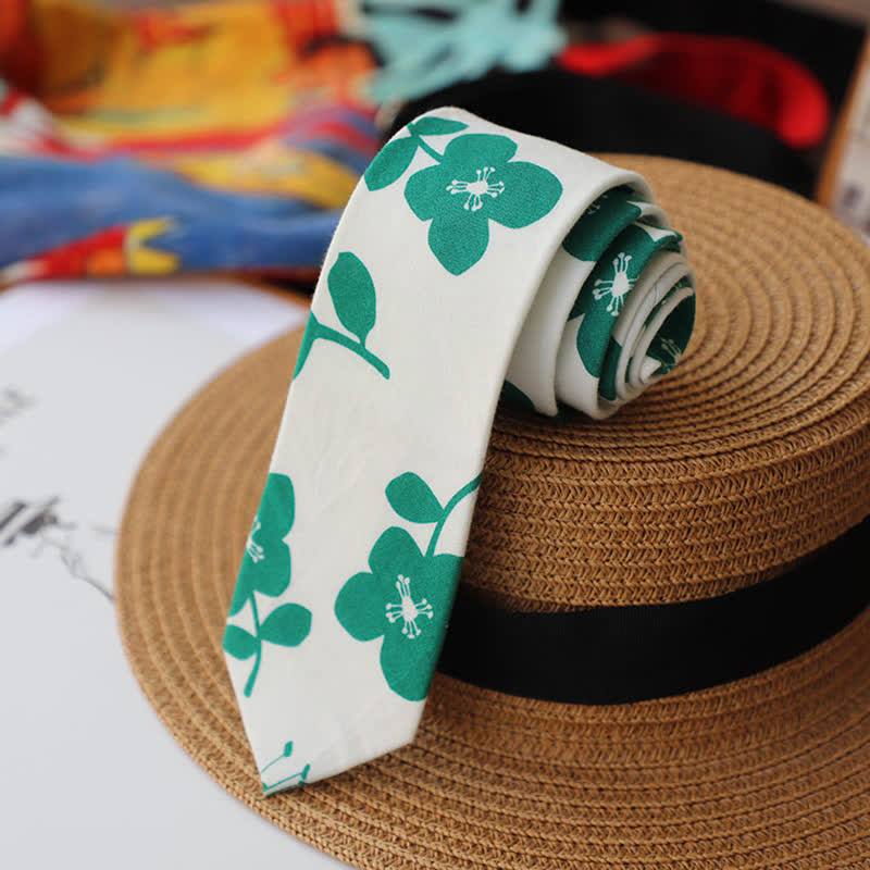 Cravate fine élégante à motif floral pour homme
