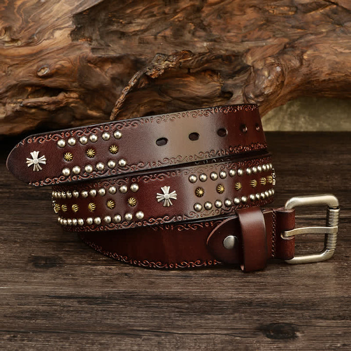 Ceinture décorative unisexe à rivets croisés de style rock