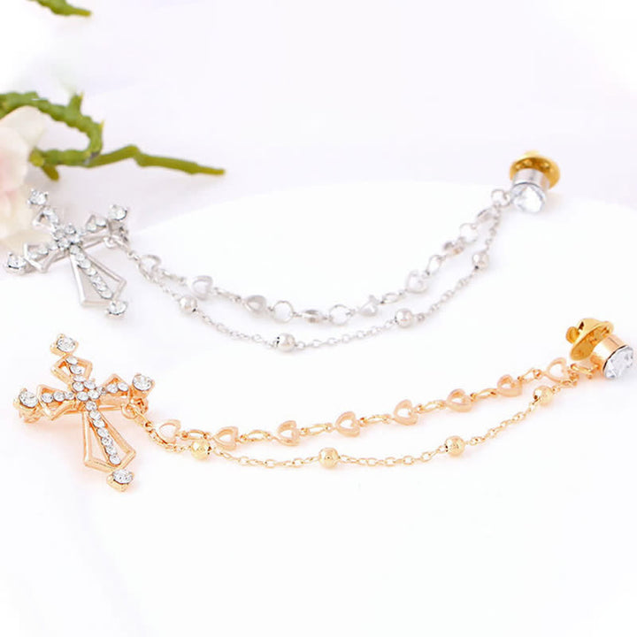 Broche en strass avec croix et pompons nobles pour homme
