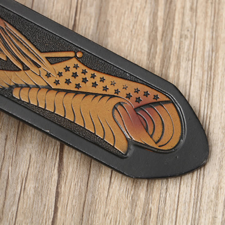 Ceinture en cuir à motif sculpté avec boucle d'aigle volant fantaisie pour homme
