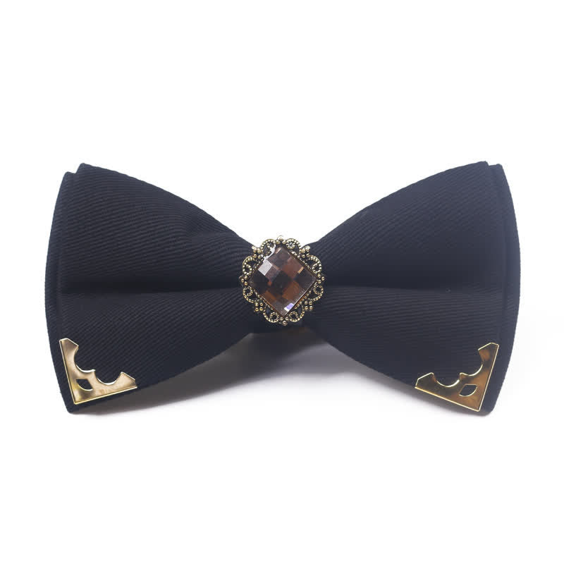 Nœud papillon en coton à bordure dorée pour homme
