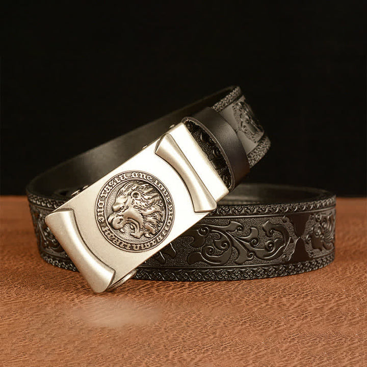 Ceinture en cuir tête de lion punk pour homme