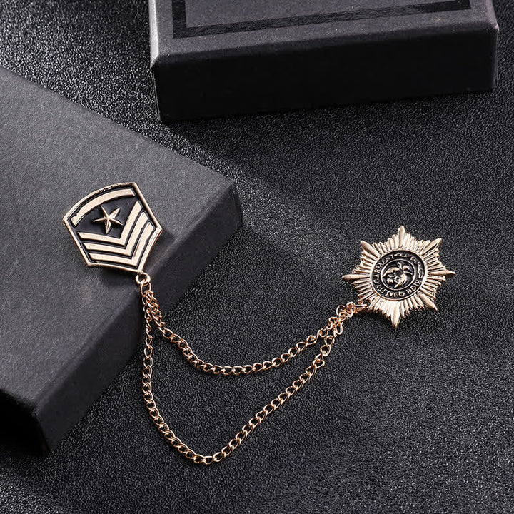 Broche médaille étoile à pampilles britannique pour homme