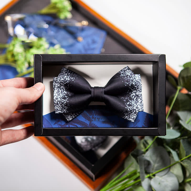 Nœud papillon pour homme, ciel nocturne resplendissant, noir et blanc