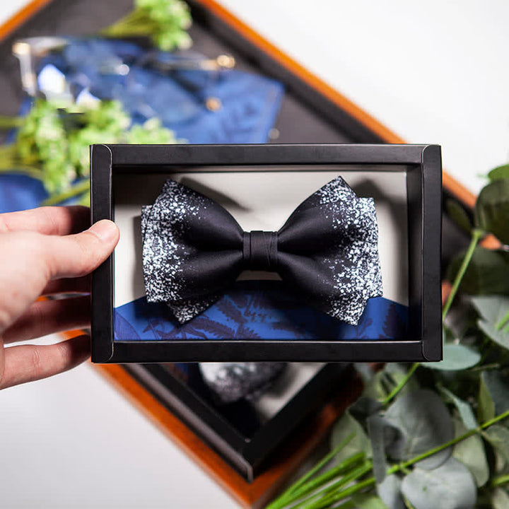 Nœud papillon pour homme, ciel nocturne resplendissant, noir et blanc