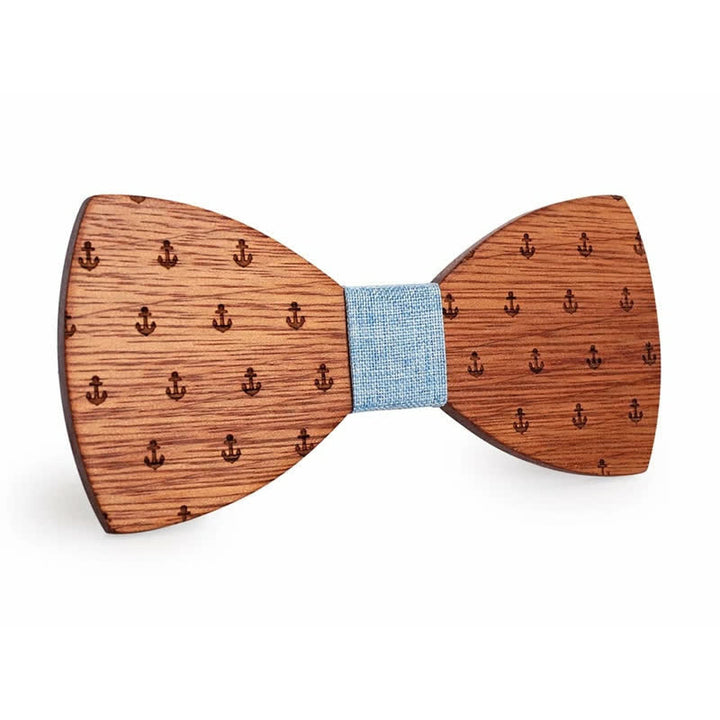 Nœud papillon en bois pour homme avec ancre de bateau
