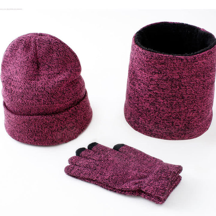 Ensemble de 3 bonnets chauds, écharpes, gants pour écran tactile